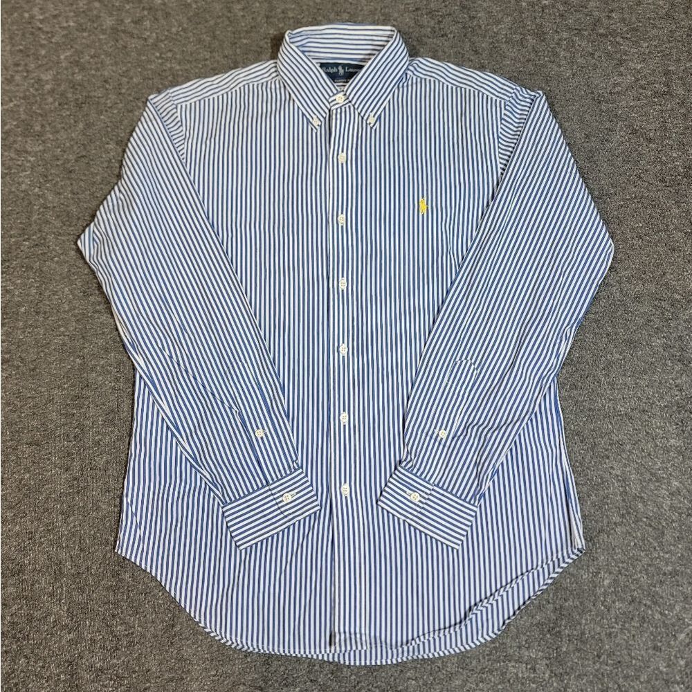 Polo Ralph Lauren Classic Fit Blue White Stripe Button Down Shirt Men M Vtg 90's